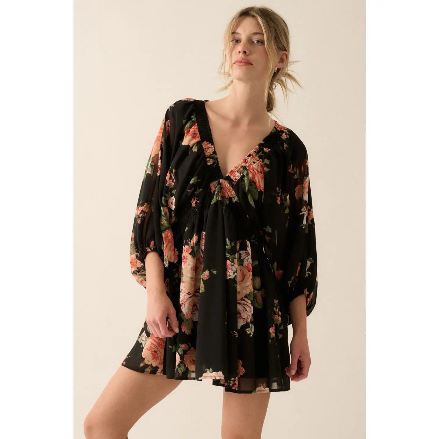 Floral Chiffon Mini Dress