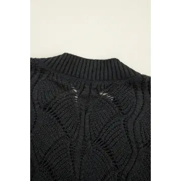 Hollow Out Knit V Neck Drop Sweater