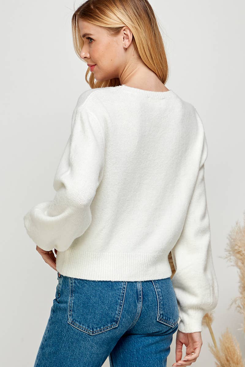 Puff Sleeve Pull Over Sweater