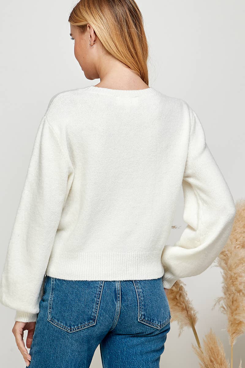 Puff Sleeve Pull Over Sweater