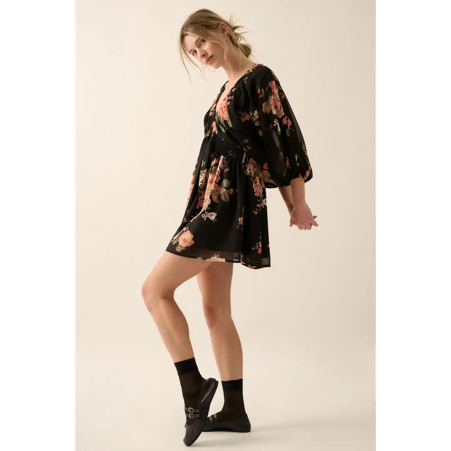 Floral Chiffon Mini Dress