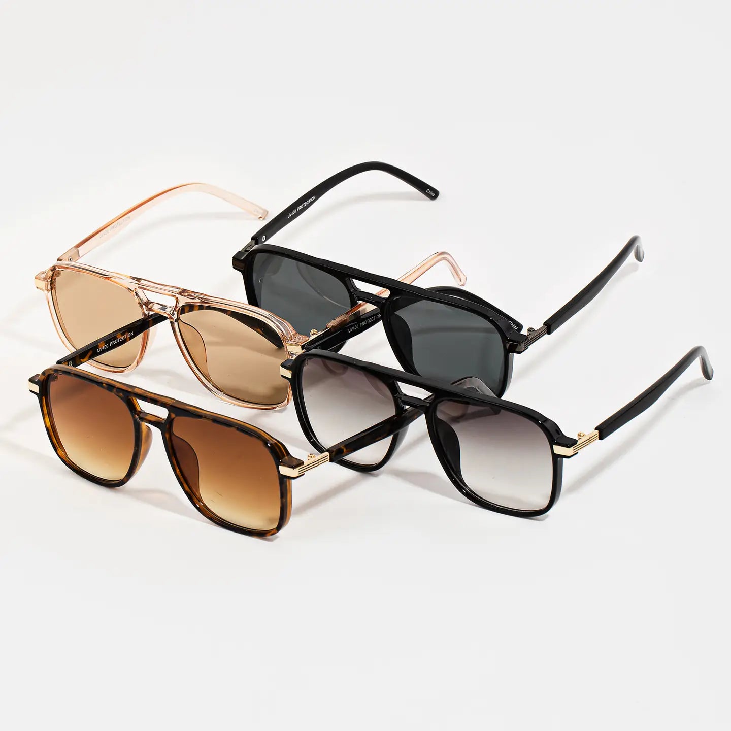 Double Bridge Brown Fade Aviator Sunglasses