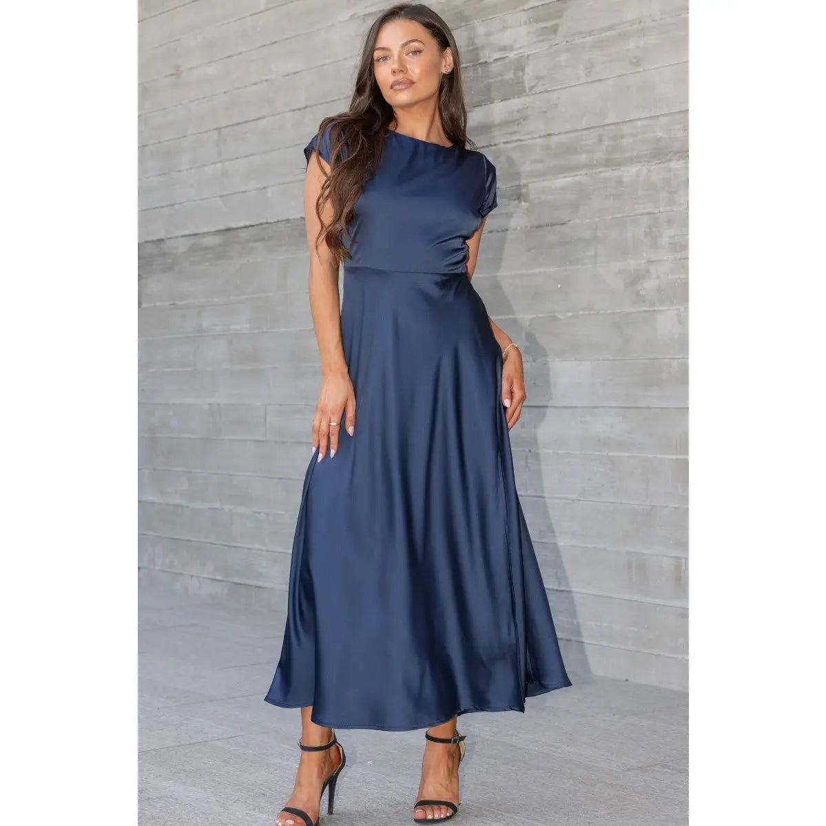 Satin Twist Back Midi Dress