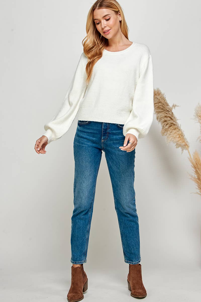 Puff Sleeve Pull Over Sweater