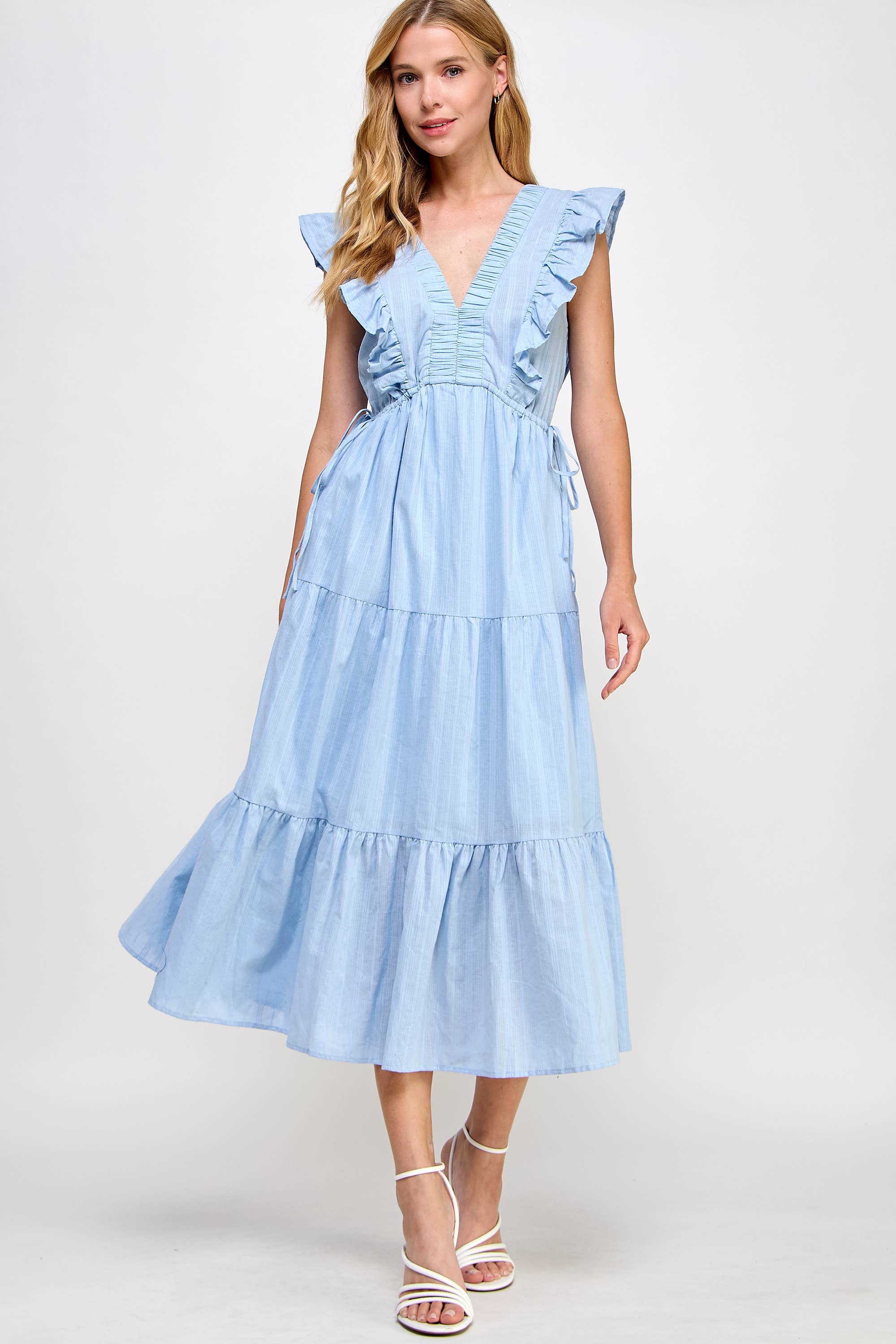 Sleeveless Tiered Ruffled Midi Dress