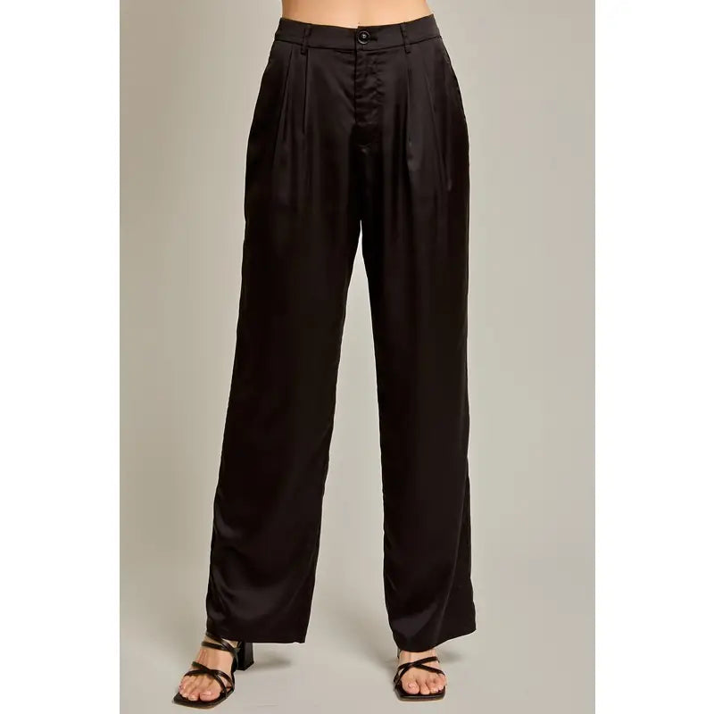 Harlow Black Satin Pants