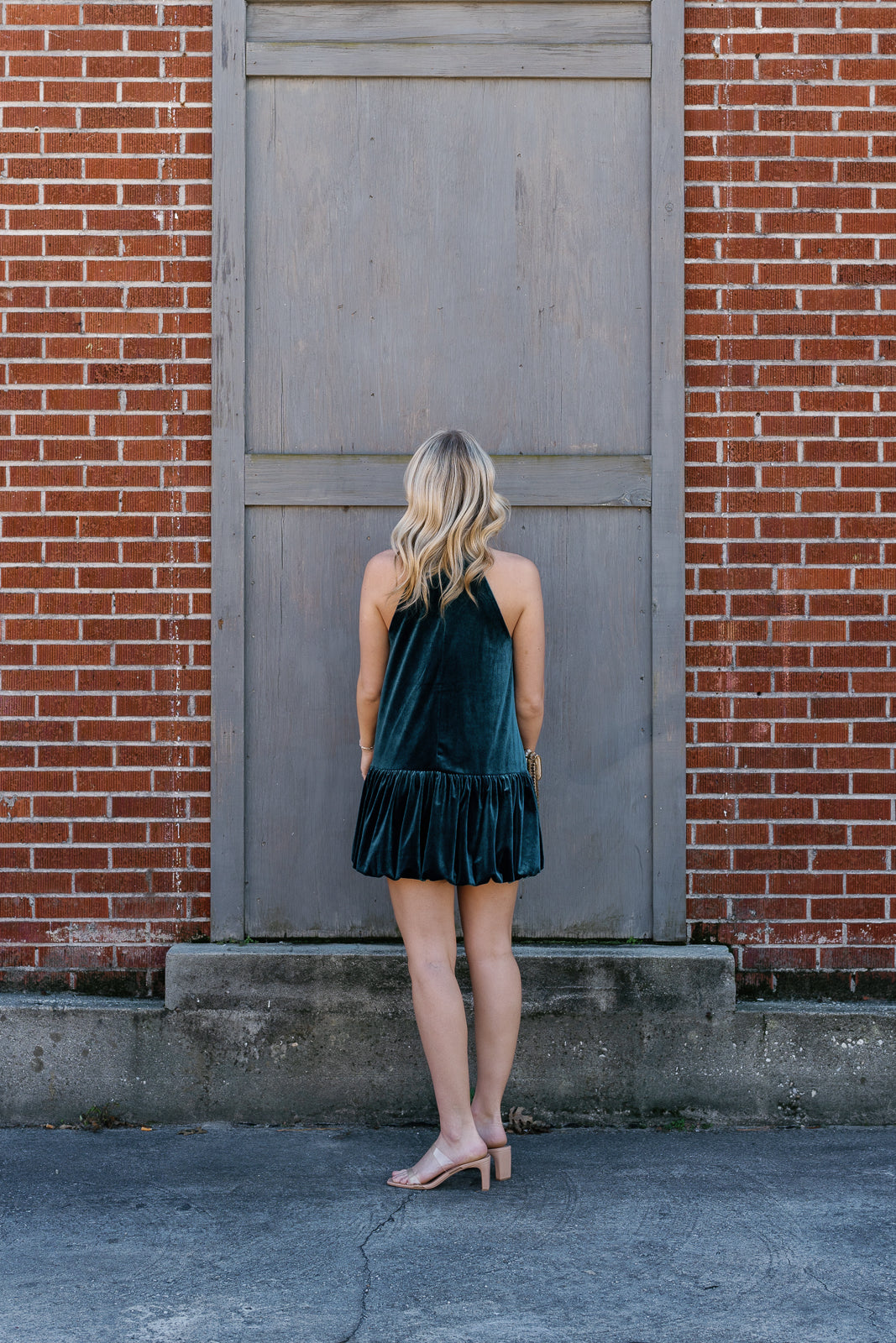 Velvet Halter Bow Mini Dress